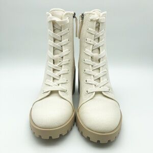 Dolce Vita Women’s Off White Canvas Combat Boots, size 7.5